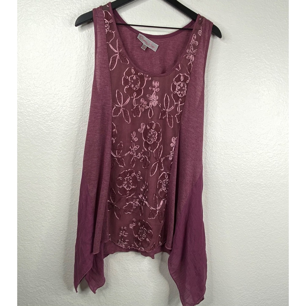 Pretty Angel Women's Top Purple Sz S Whimsigoth Fairy Embroidered Semi Sheer
